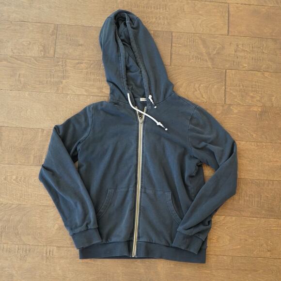 Marine Layer Full Zip Hoodie Womens Small Black Charcoal Long Sleeve Drawstring - Picture 2 of 10